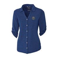 <B>*Limited Edition*</B> Ladies Cutter & Buck Academy Stripe Polo - Tour Blue