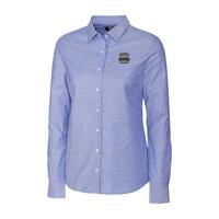 Ladies Cutter & Buck Long Sleeve Stretch Oxford - French Blue