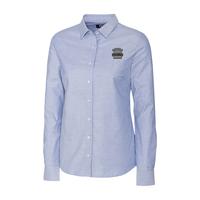 Ladies Cutter & Buck Long Sleeve Stretch Oxford - Light Blue