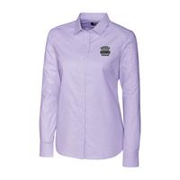 Ladies Cutter & Buck Long Sleeve Stretch Oxford Stripe - Opal